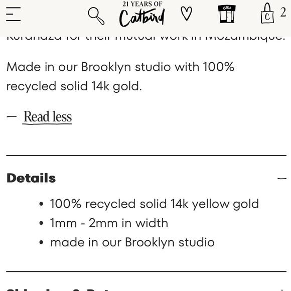 Catbird X Cassi Namoda Painter’s Gold Stacking Ring 14k Yellow Gold Size 6 - Picture 8 of 8